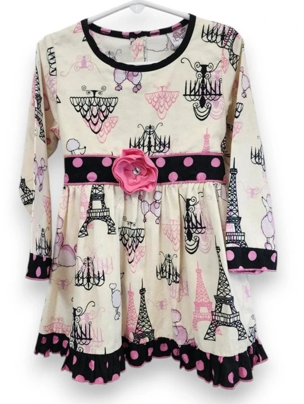 AnnLoren Girl's Dress Eiffel Tower France Bonjour Design Size 6